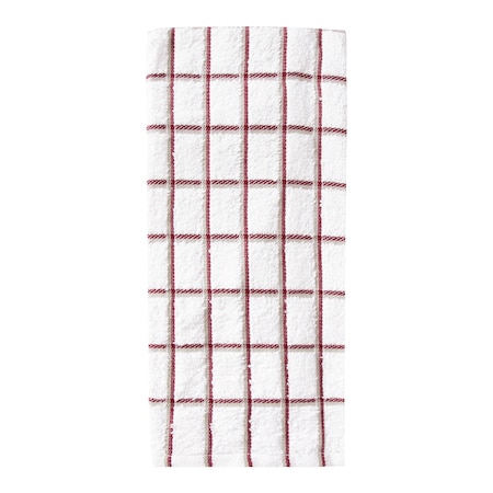 Ritz Cafe Check Kitchen Towel White Ground/Brick/Putty Check, PK12 9850127